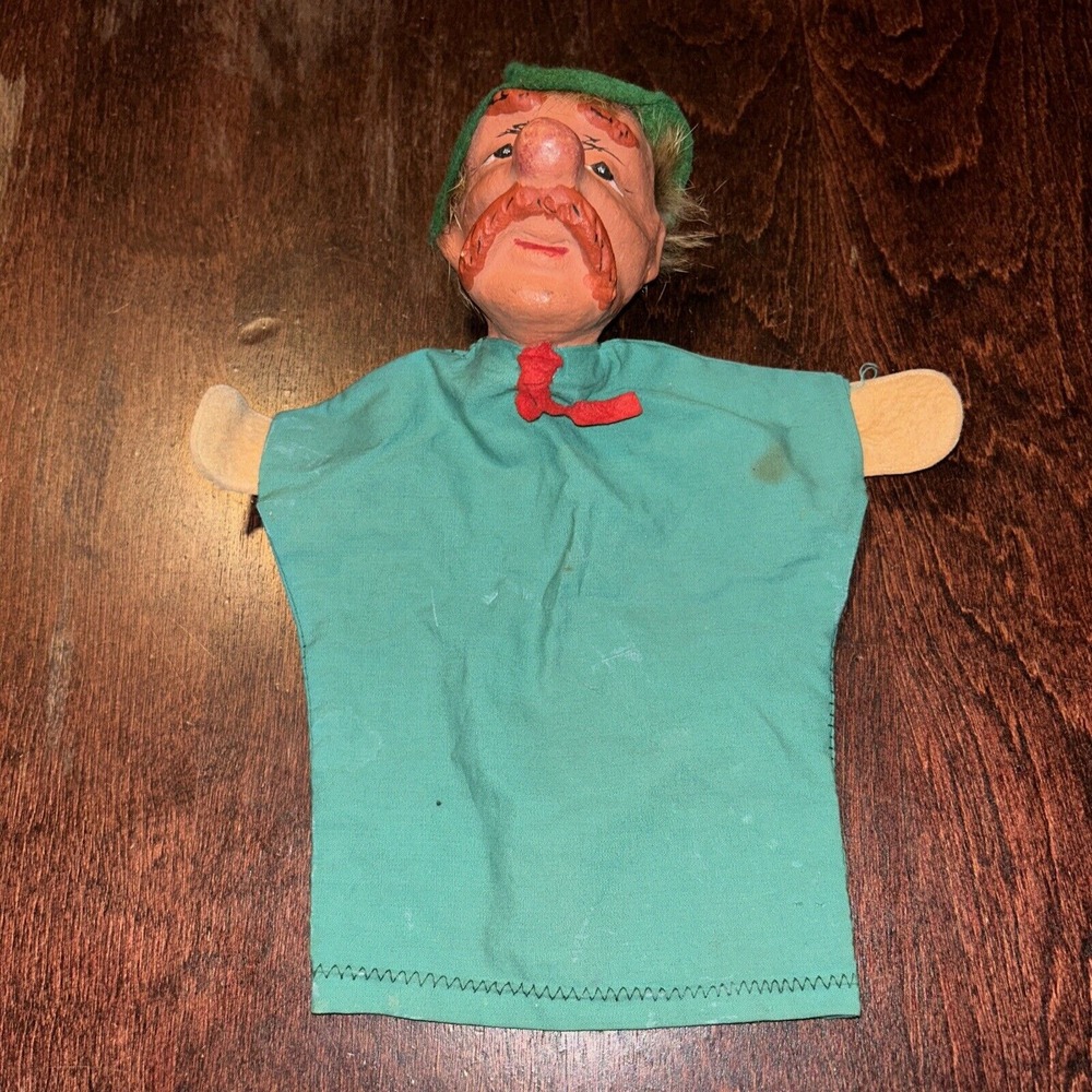 Vintage Hand Puppet Red Hair‎ Grandpa Wizard Irish D4